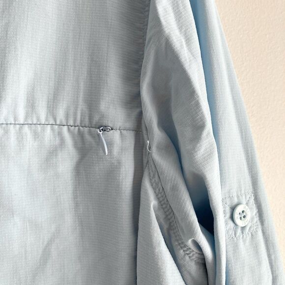 REI Co-op Sahara Button-Up Long Sleeve Shirt Womens Large Blue Roll Tab Outdoor - Picture 5 of 8